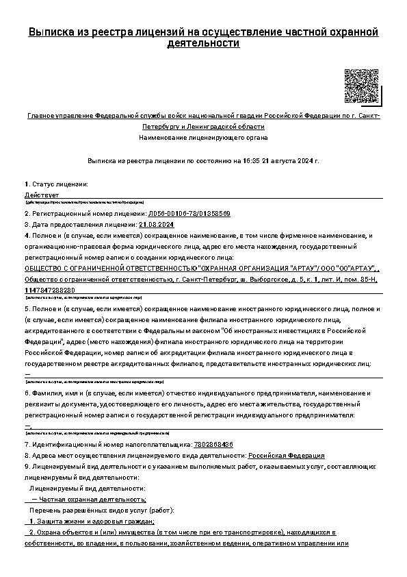 Лицензия ЧОП, стр. 1